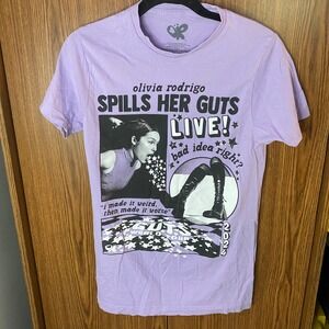 Olivia Rodrigo‎ GUTS World Tour Tee Womens Medium Purple Spills Her Guts Shirt